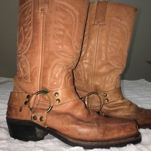 Frye RARE Vintage Coral Embroidered Eagle Phenix Rising Harness Riding Boot  8.5